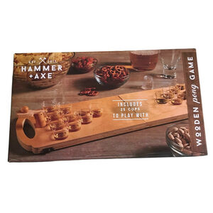 Beer Pong Set Hammer + Axe Wooden Foldable Mini Party Game Storage Bag Included